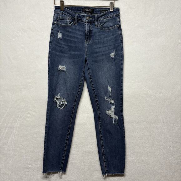 Judy Blue Beverly Vintage Relaxed Fit Distressed Raw Hem Jeans Womens Size 5/27 - Picture 3 of 14